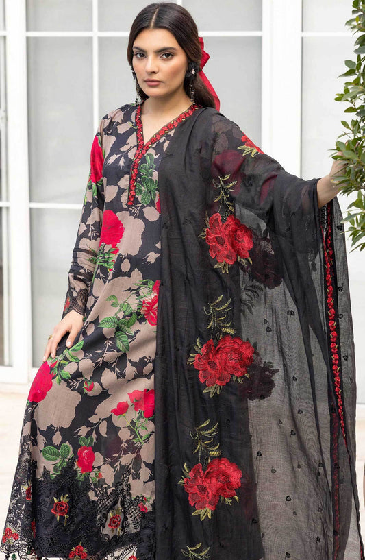 Florence by Nur Embroidered Unstitched Lawn 3pcs - Jotey