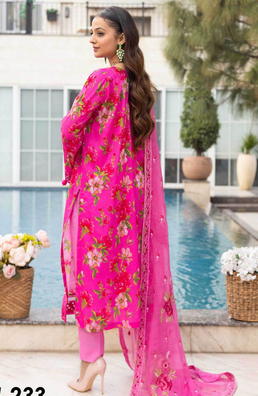 Florence by Nur Embroidered Unstitched Lawn 3pcs - Jotey