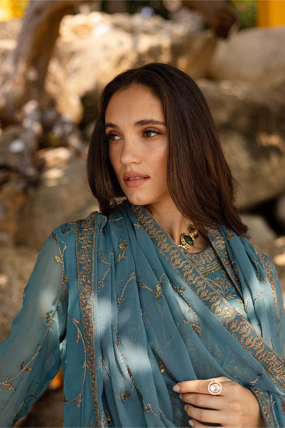 Zyra by Freesia Embroirdered Chiffon Unstitched 3 Piece - Jotey