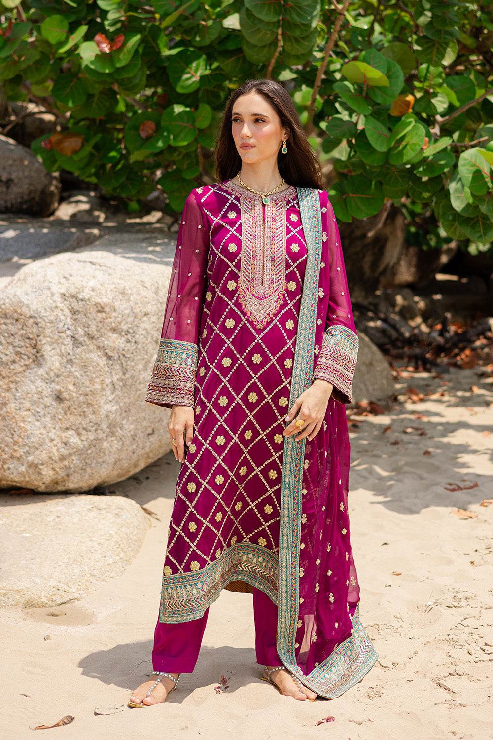 Zyra by Freesia Embroirdered Chiffon Unstitched 3 Piece - Jotey