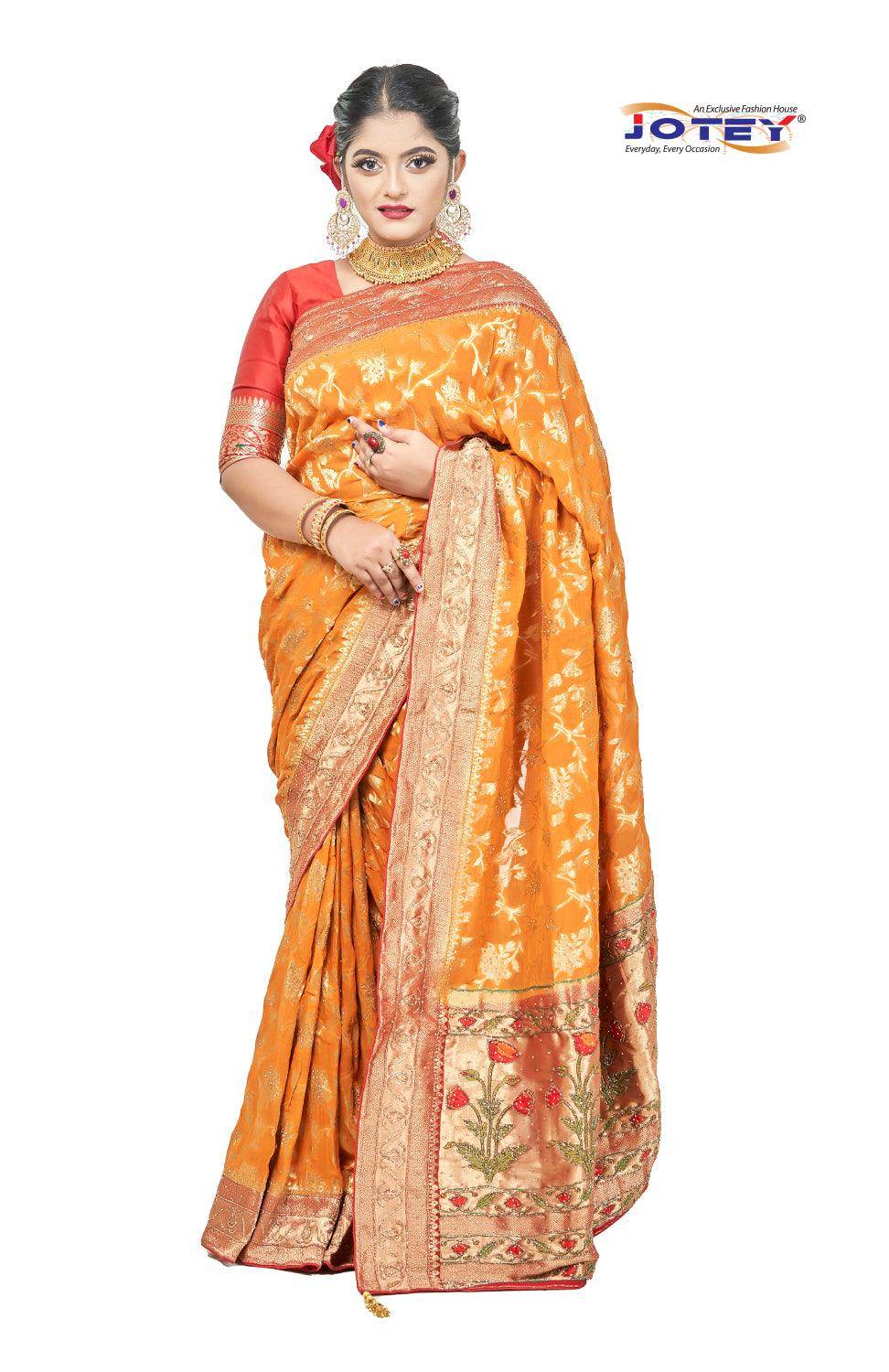 Georgette Banarasi Floral Printed Saree - Jotey