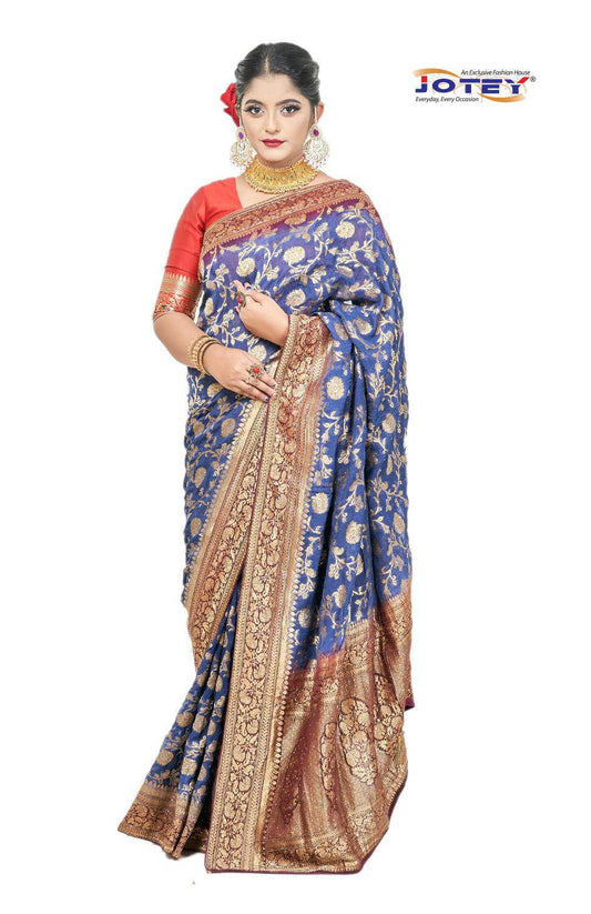 Georgette Banarasi Floral Printed Saree - Jotey