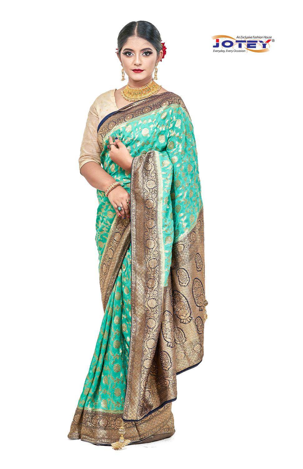 Georgette Banarasi Floral Printed Saree - Jotey