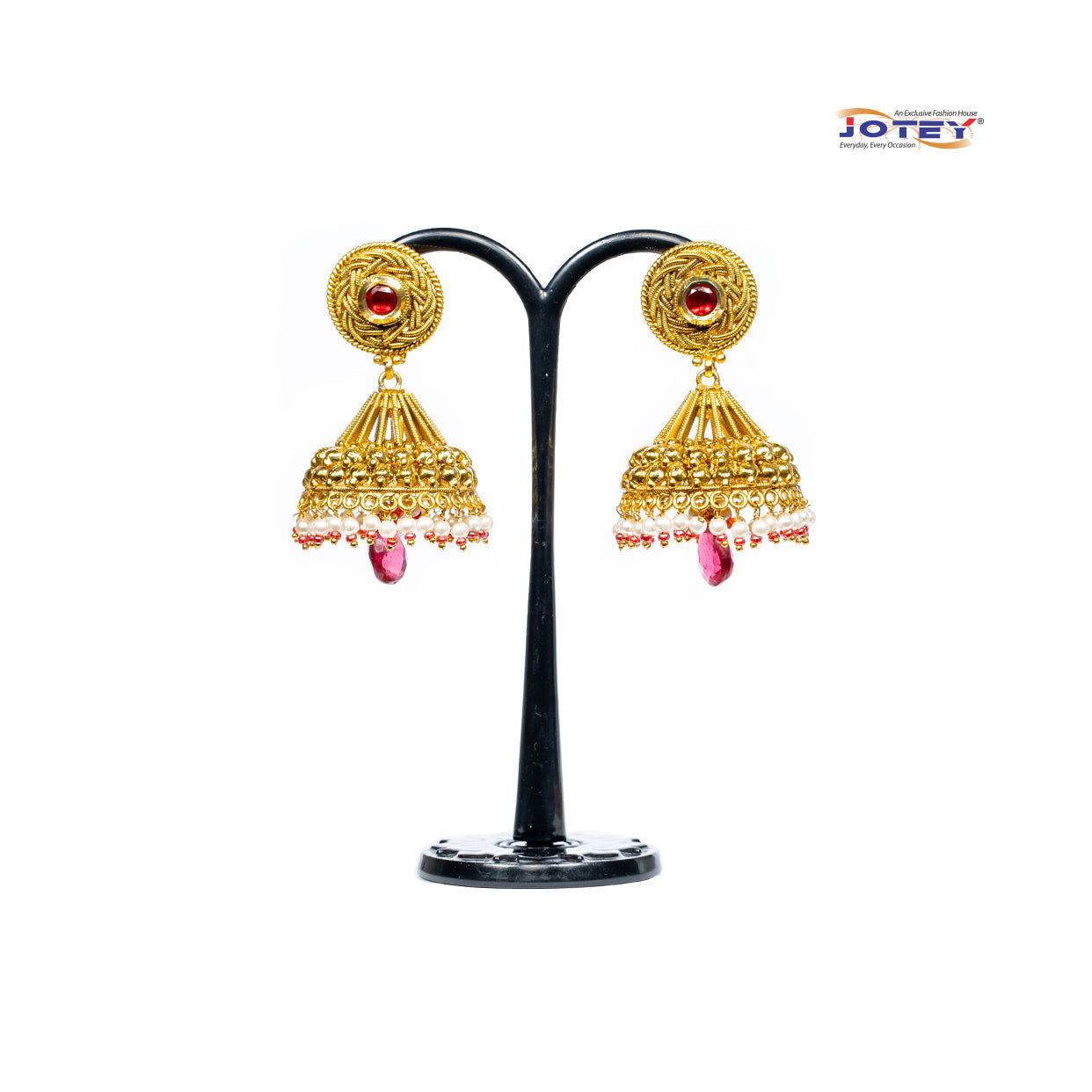 Gola Stone Jumka Earrings - Jotey
