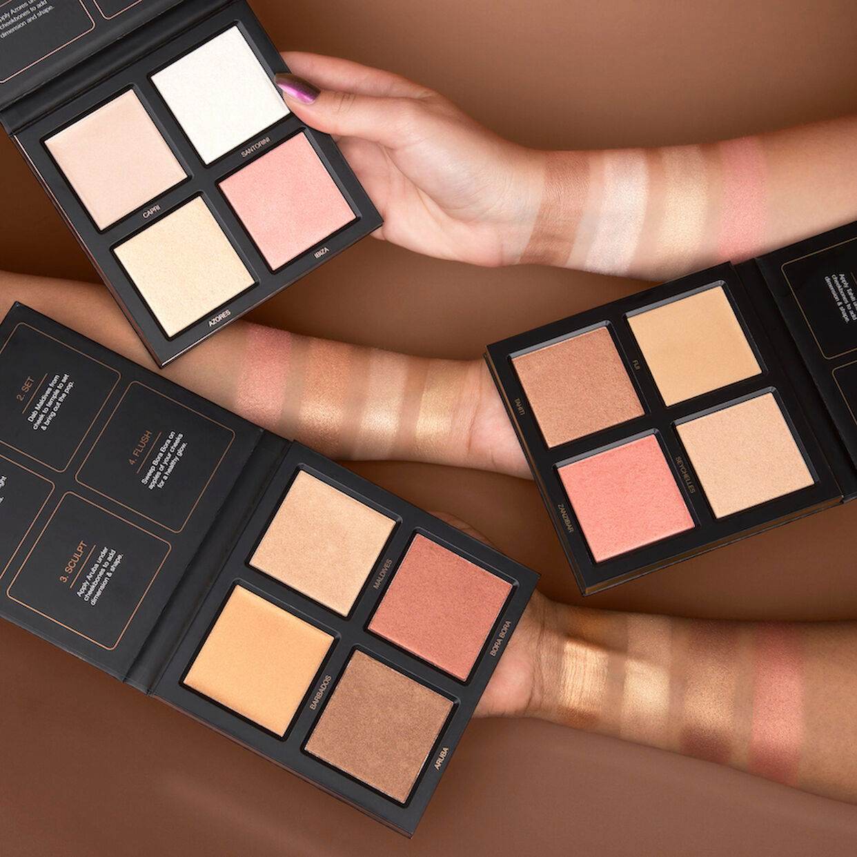 Huda Beauty 3D Cream and Powder Highlighter Palette-Bronze Sands - Jotey