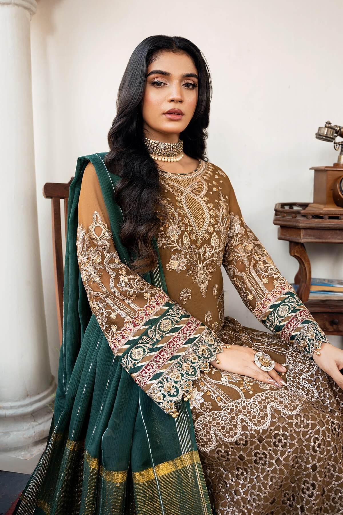 Sitarah By Serene Embroidered Luxury Chiffon Unstitched 3pcs - Jotey