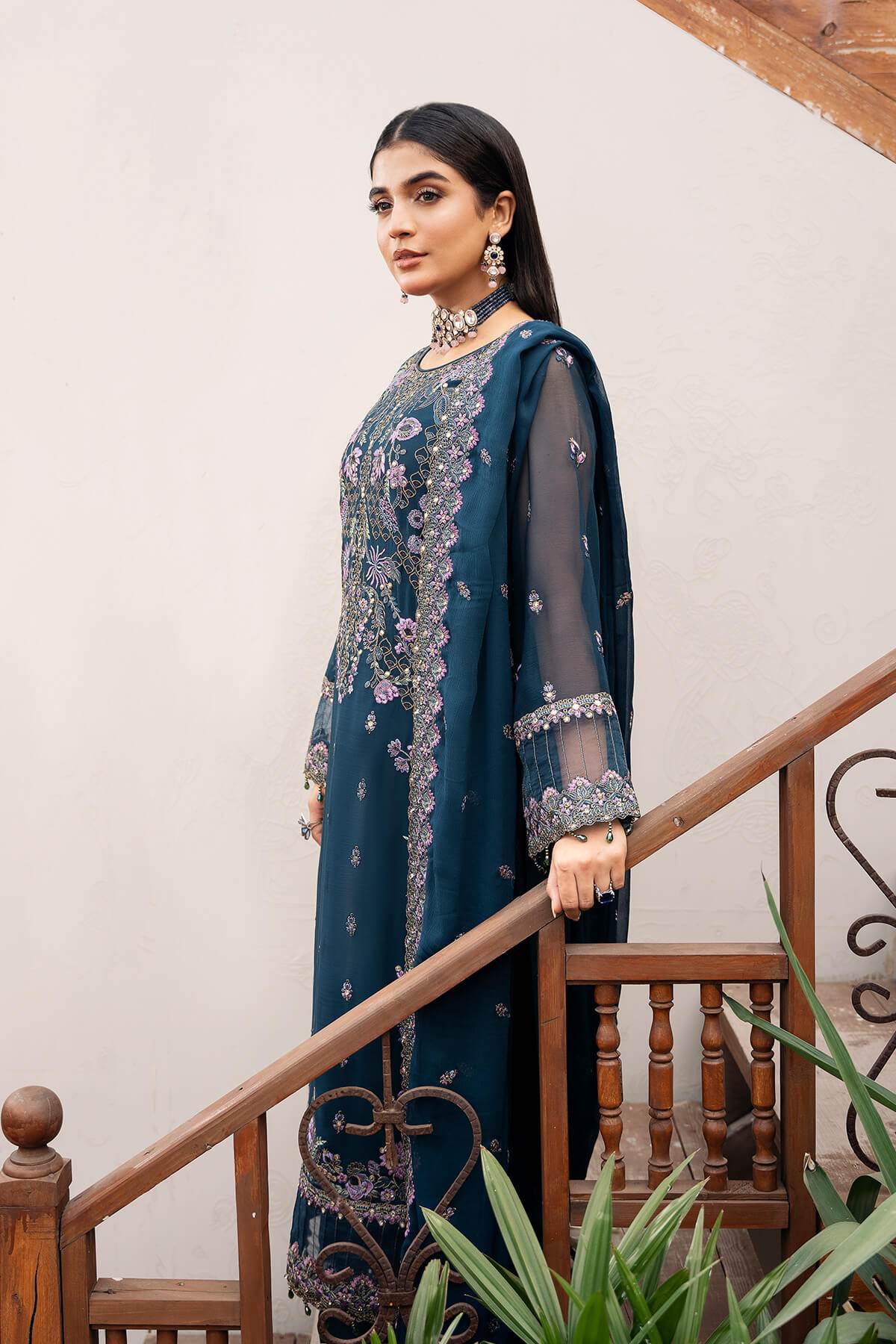 Sitarah By Serene Embroidered Luxury Chiffon Unstitched 3pcs - Jotey