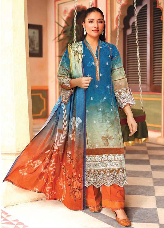 Zohra By Johra Embroidered Printed Bana Dora Lawn Unstitched 3Pcs