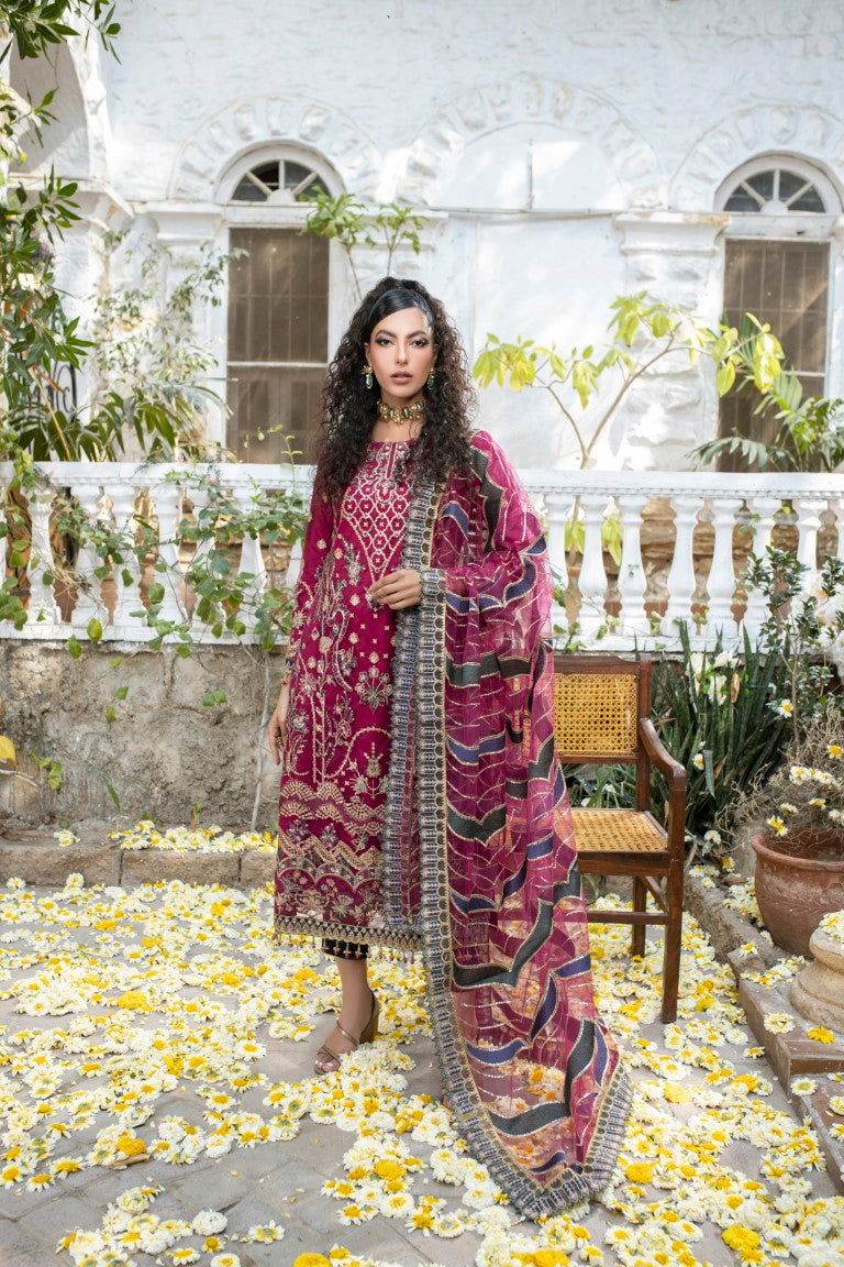 Meghna Semi Stitched Embroidered Luxury Collection - Jotey