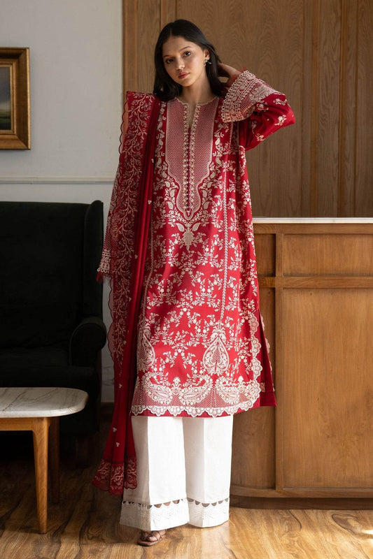 Zara Shahjahan Satori Embroidered Luxury Lawn Unstitched 3pcs - Jotey