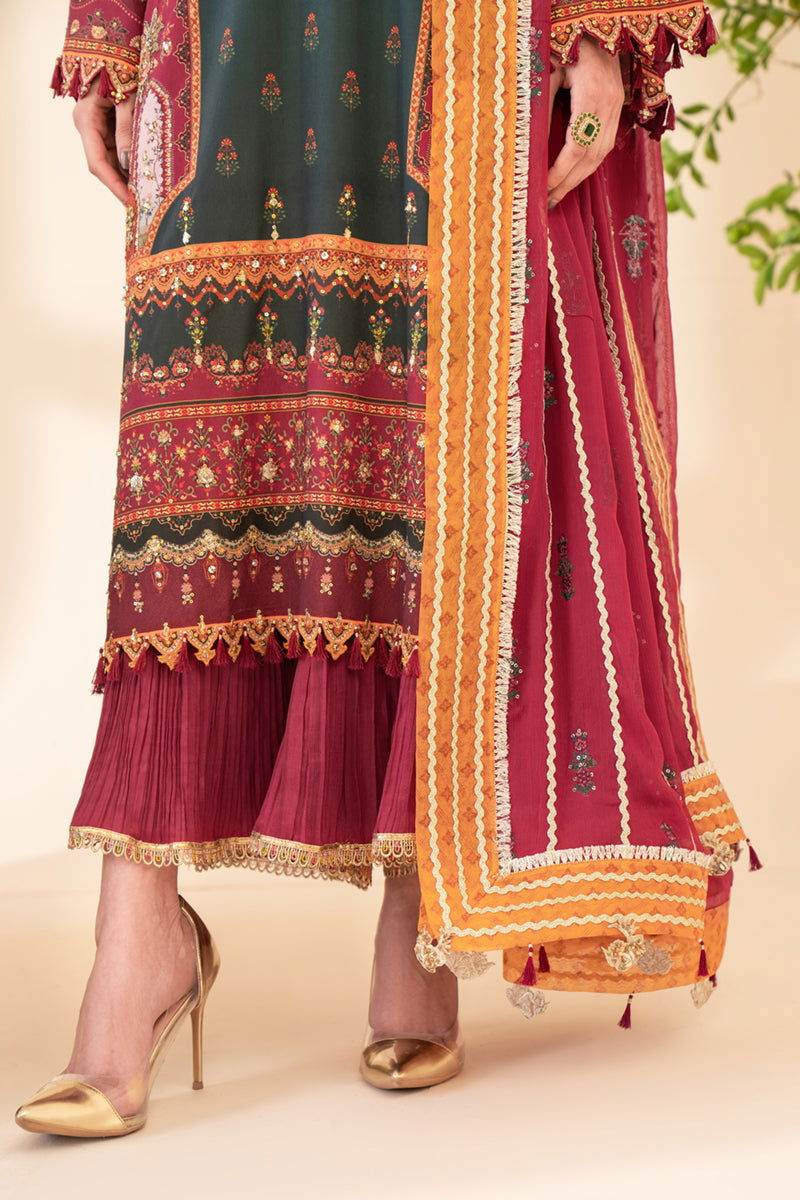 Qalamkar Luxe Silk Unstitched 3pcs - Jotey