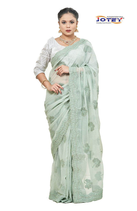 Shimmer Georgette Embroidered Saree - Jotey