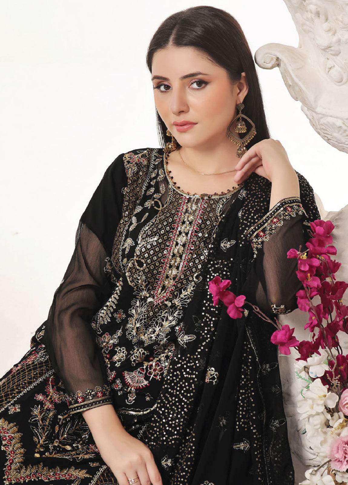 Sidra By Bin Hameed Luxury Chiffon Semi Stitched 3pcs - Jotey