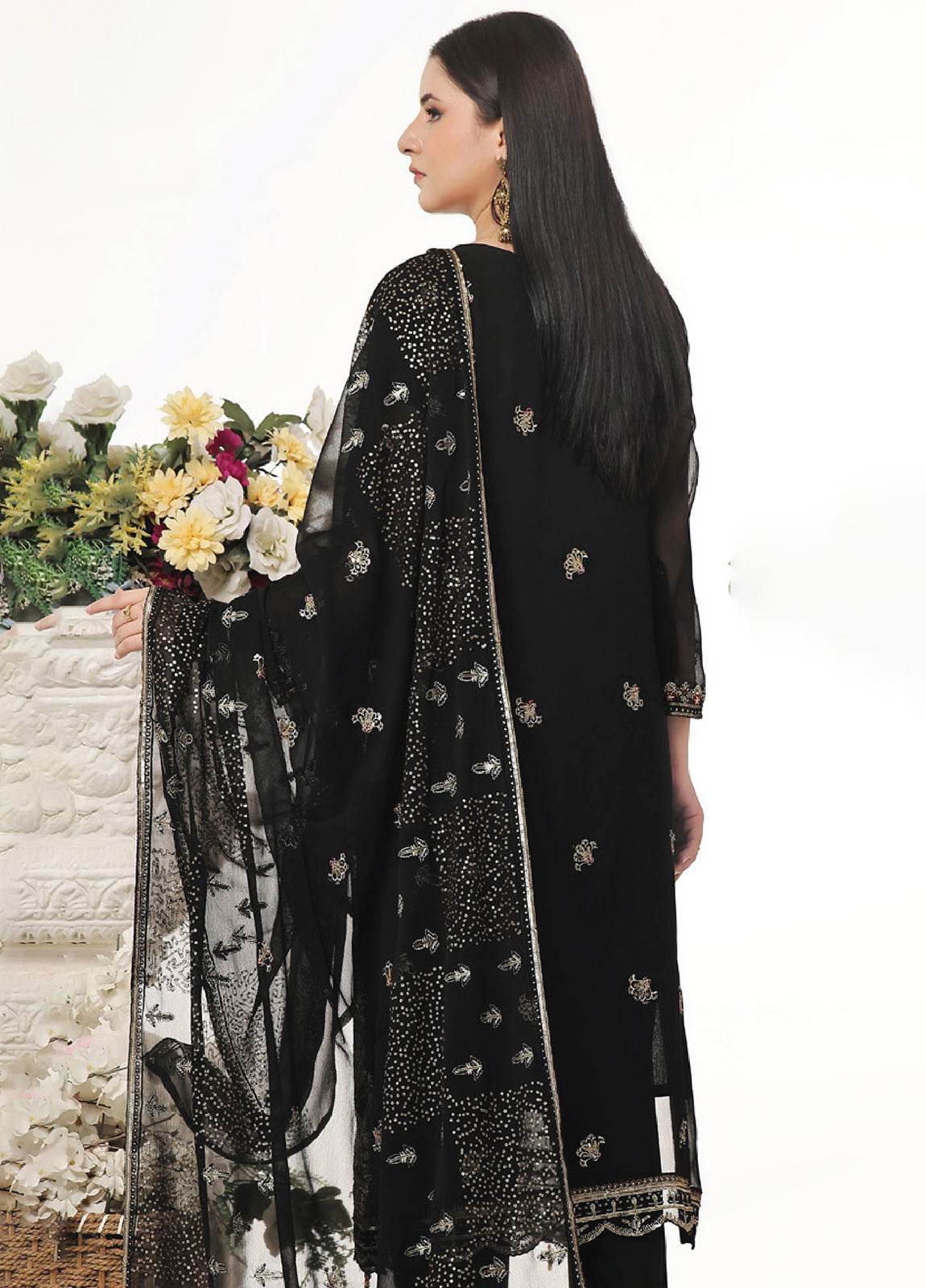 Sidra By Bin Hameed Luxury Chiffon Semi Stitched 3pcs - Jotey
