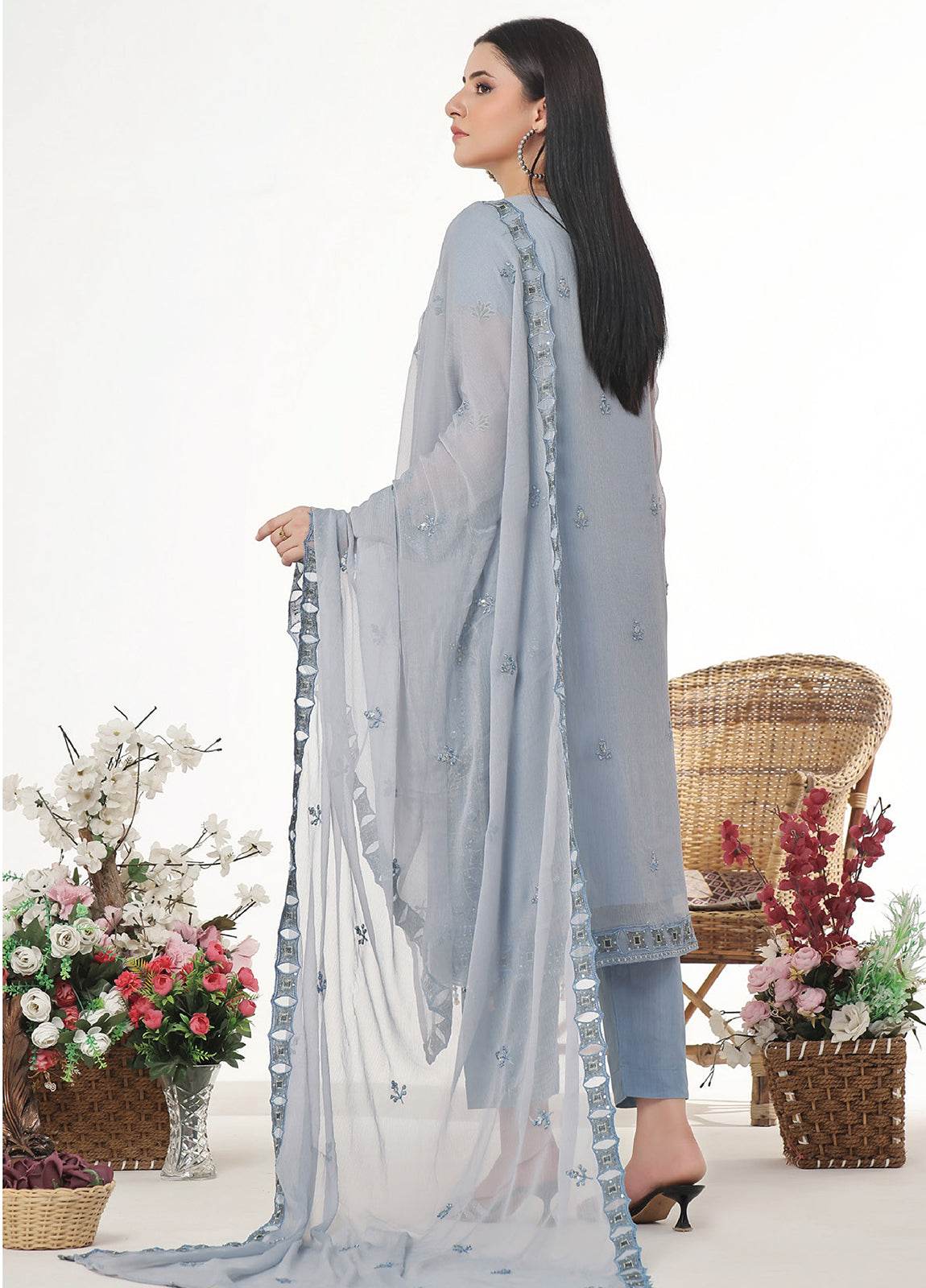 Sidra By Bin Hameed Luxury Chiffon Semi Stitched 3pcs - Jotey