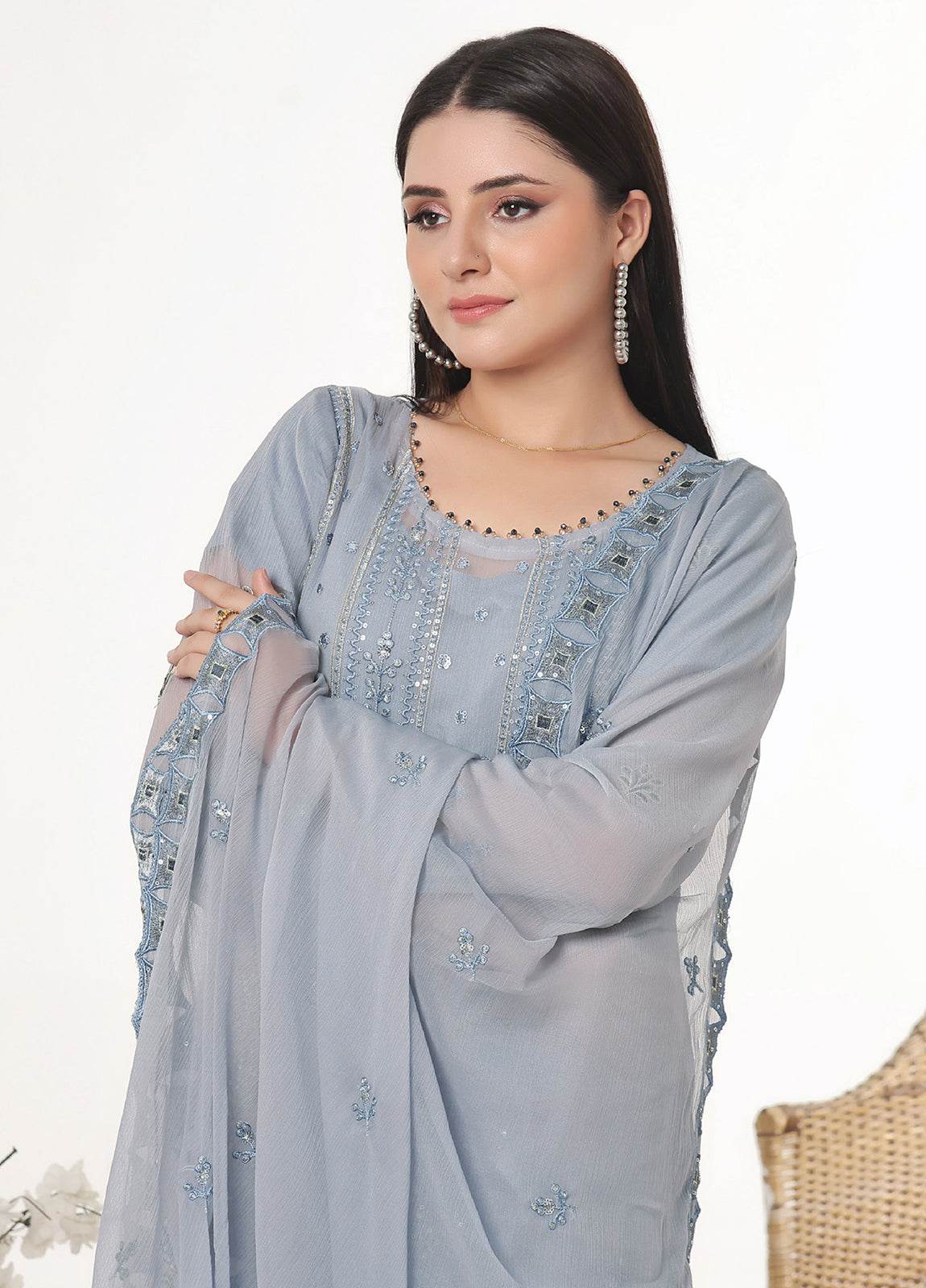 Sidra By Bin Hameed Luxury Chiffon Semi Stitched 3pcs - Jotey