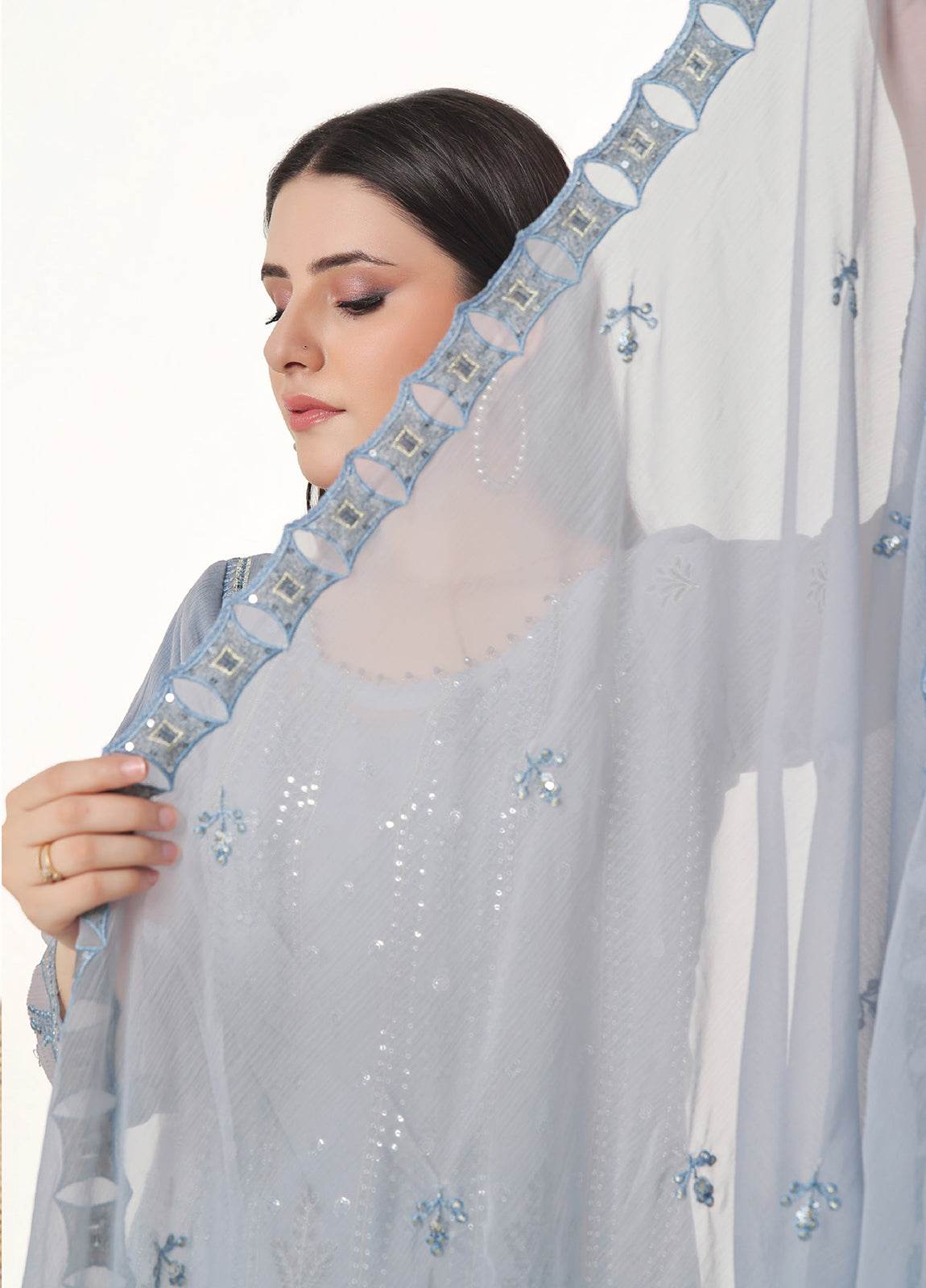Sidra By Bin Hameed Luxury Chiffon Semi Stitched 3pcs - Jotey