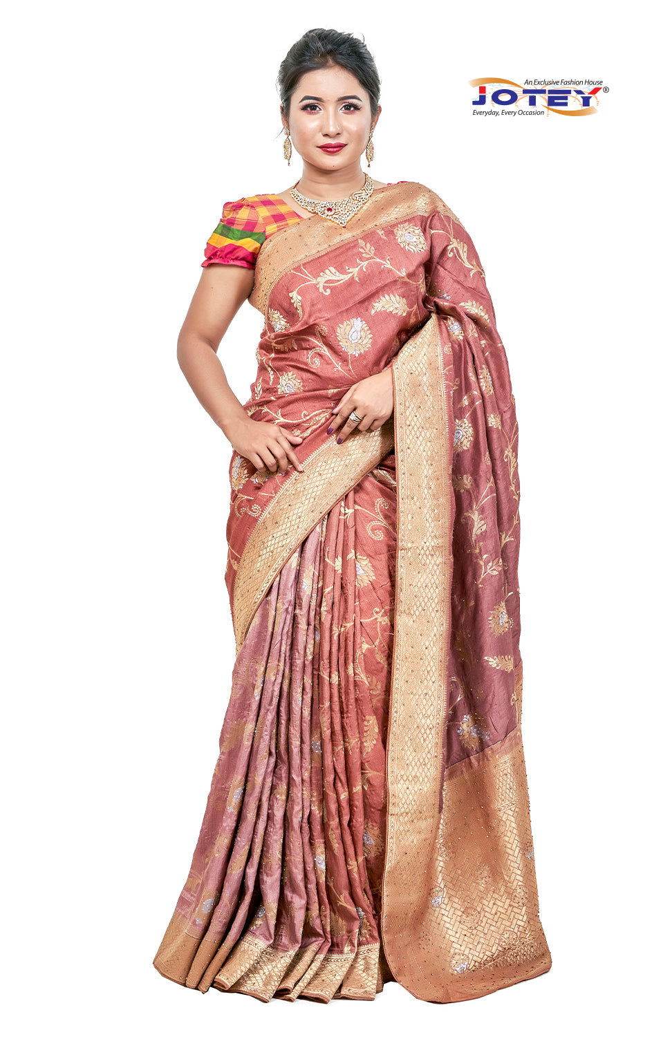 Stone Work Satin Silk Saree - Jotey