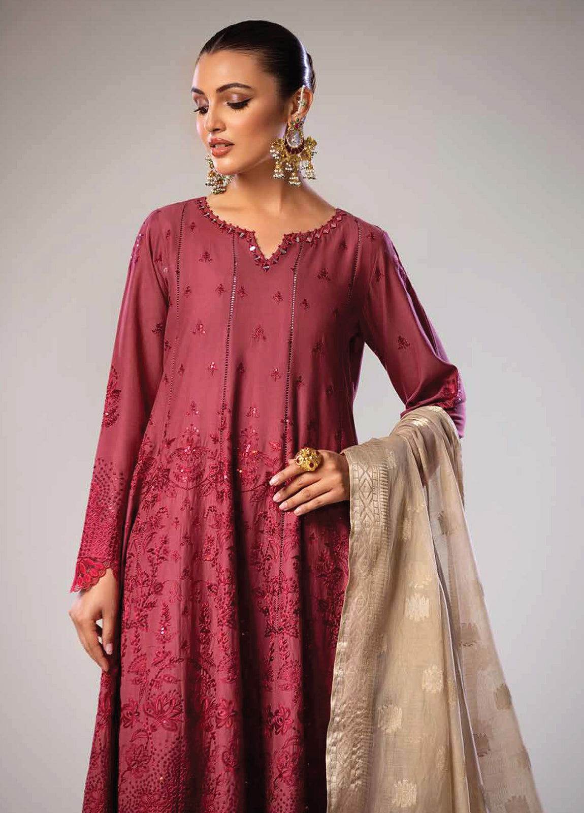 Tehzeeb By Riaz Arts Embroidered Chikankari Unstitched 3pcs - Jotey