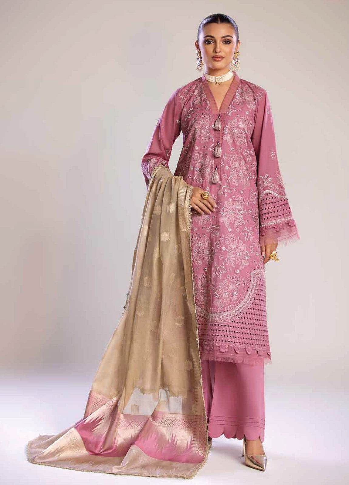 Tehzeeb By Riaz Arts Embroidered Chikankari Unstitched 3pcs - Jotey