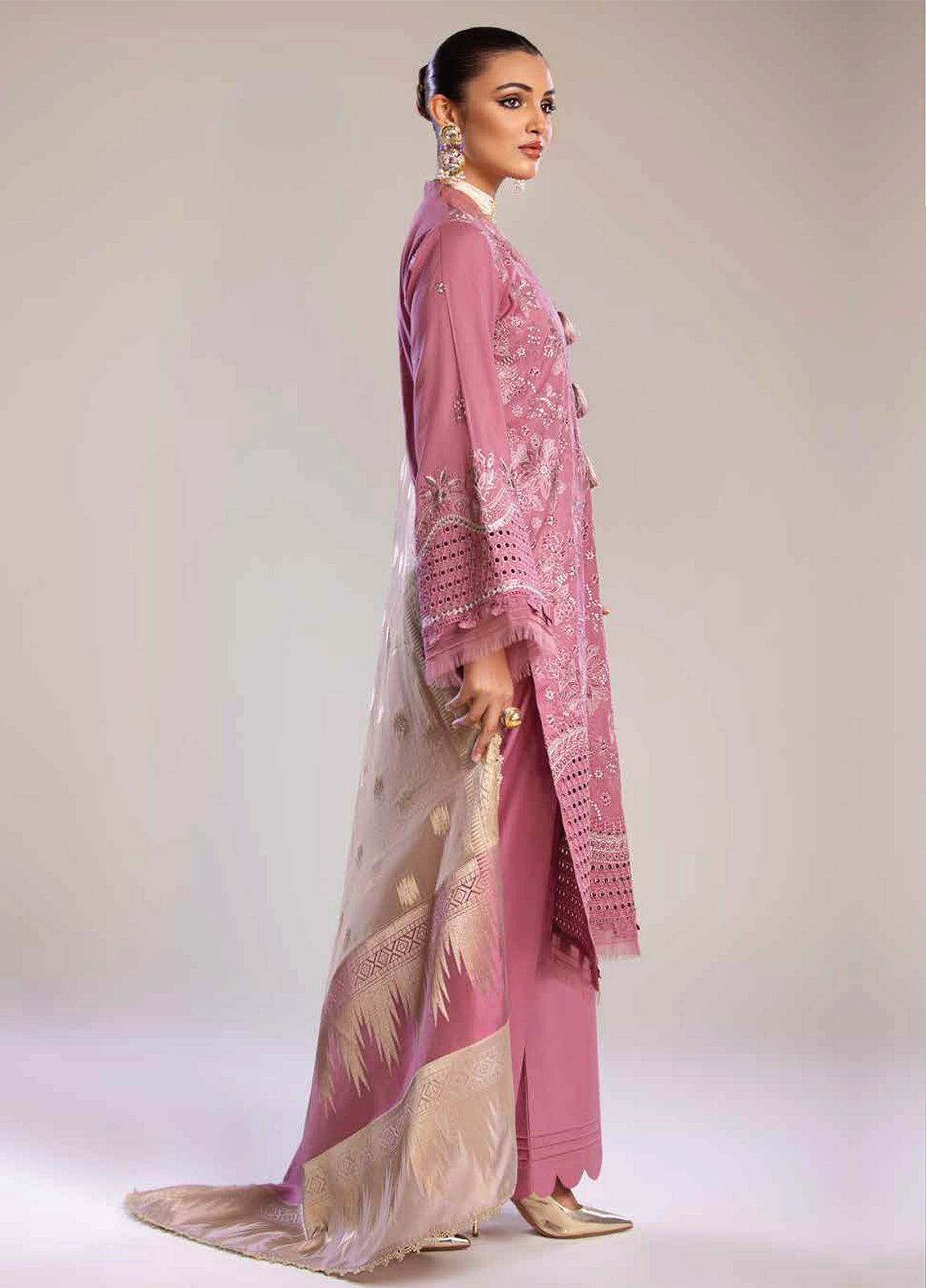 Tehzeeb By Riaz Arts Embroidered Chikankari Unstitched 3pcs - Jotey