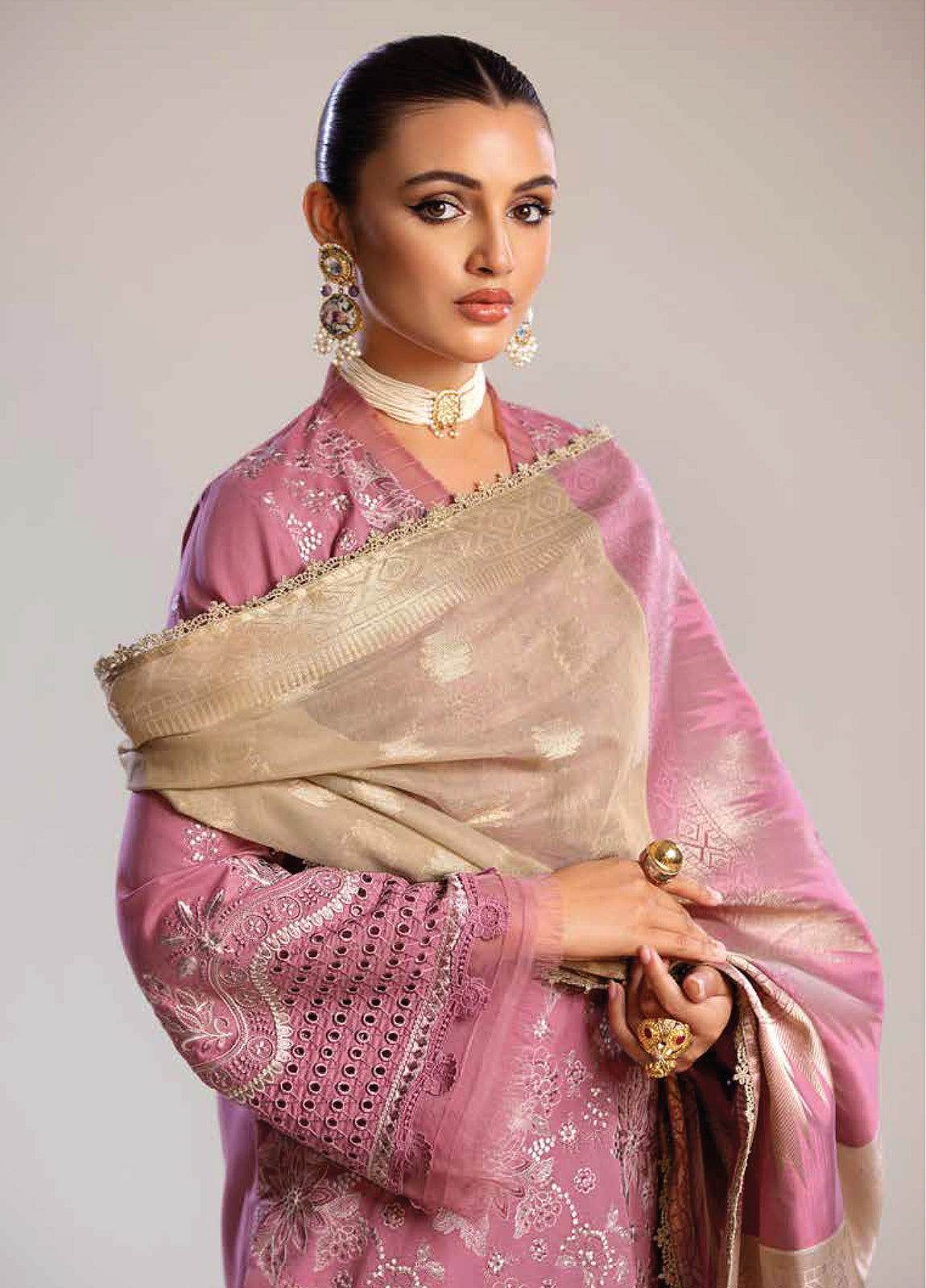 Tehzeeb By Riaz Arts Embroidered Chikankari Unstitched 3pcs - Jotey