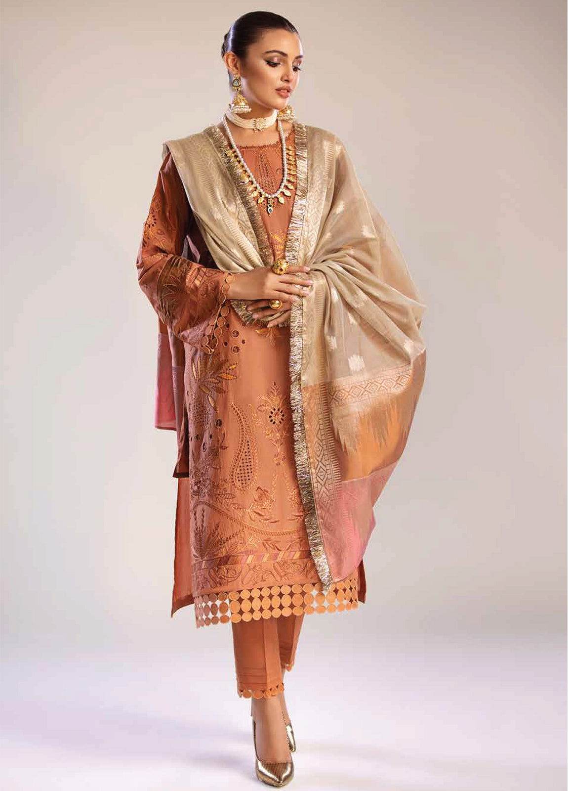 Tehzeeb By Riaz Arts Embroidered Chikankari Unstitched 3pcs - Jotey