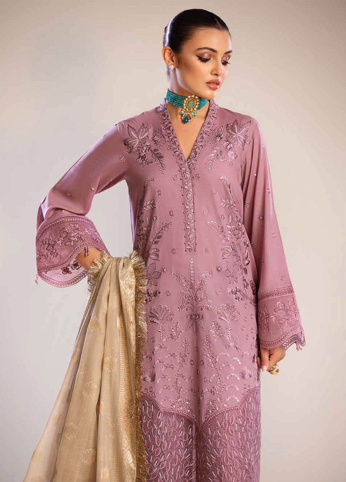 Tehzeeb By Riaz Arts Embroidered Chikankari Unstitched 3pcs - Jotey