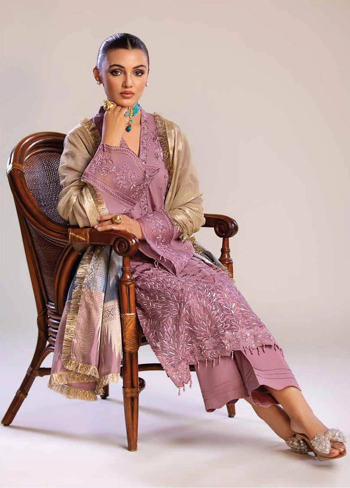 Tehzeeb By Riaz Arts Embroidered Chikankari Unstitched 3pcs - Jotey