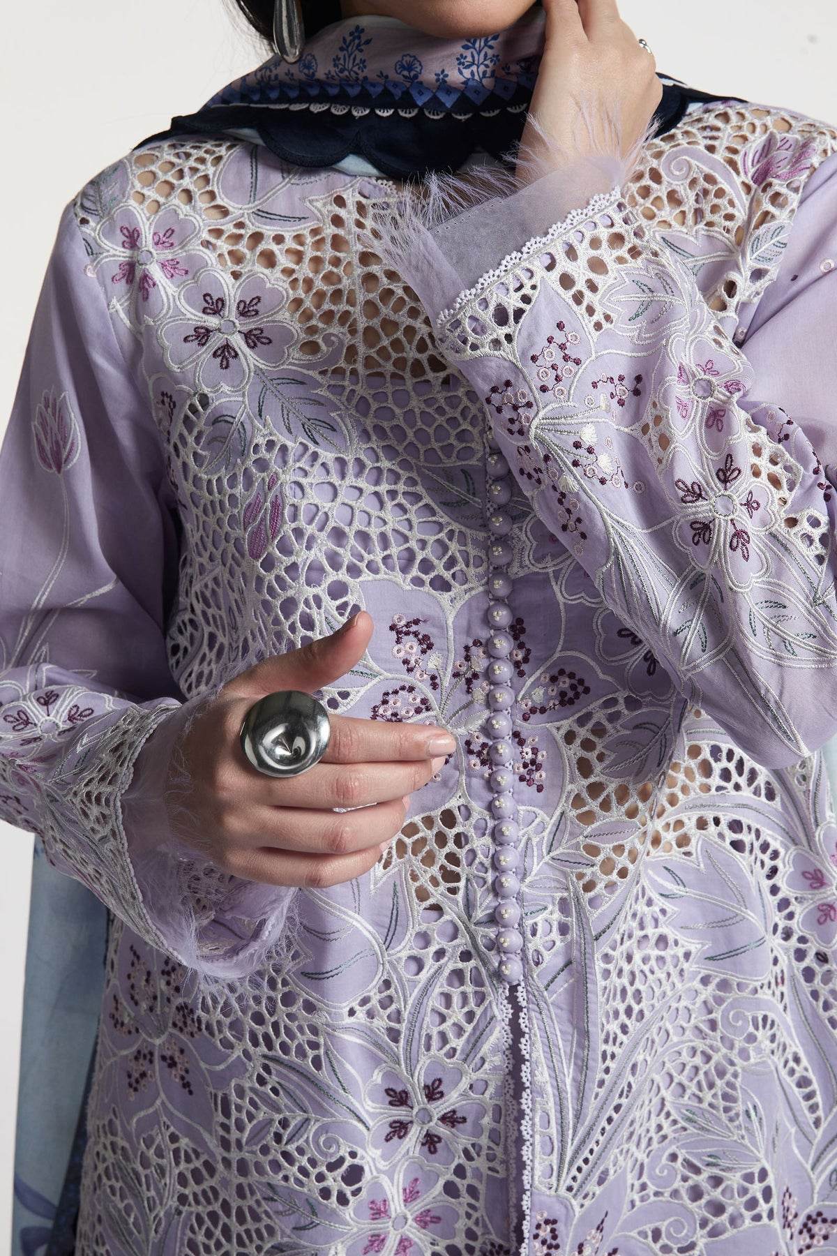 Zara Shahjahan Satori Embroidered Luxury Lawn Unstitched 3pcs - Jotey