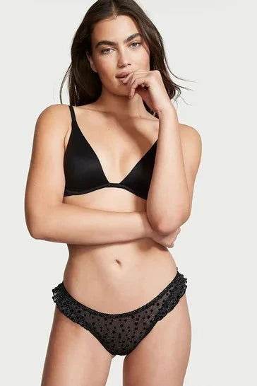 Victorias Secret Cotton Star Flocked Ruffle Thong Panty - Jotey