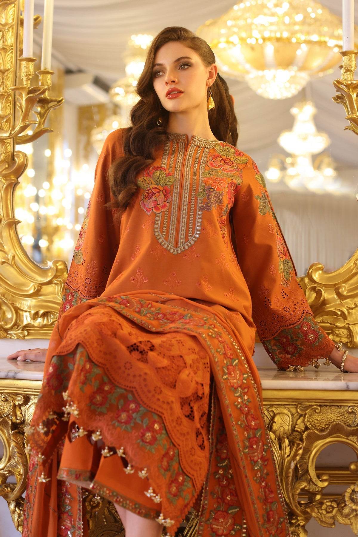 Tabeer By Charizma Embroidered Premium Chiffli Lawn Eid Edition Unstitched 3pcs - Jotey
