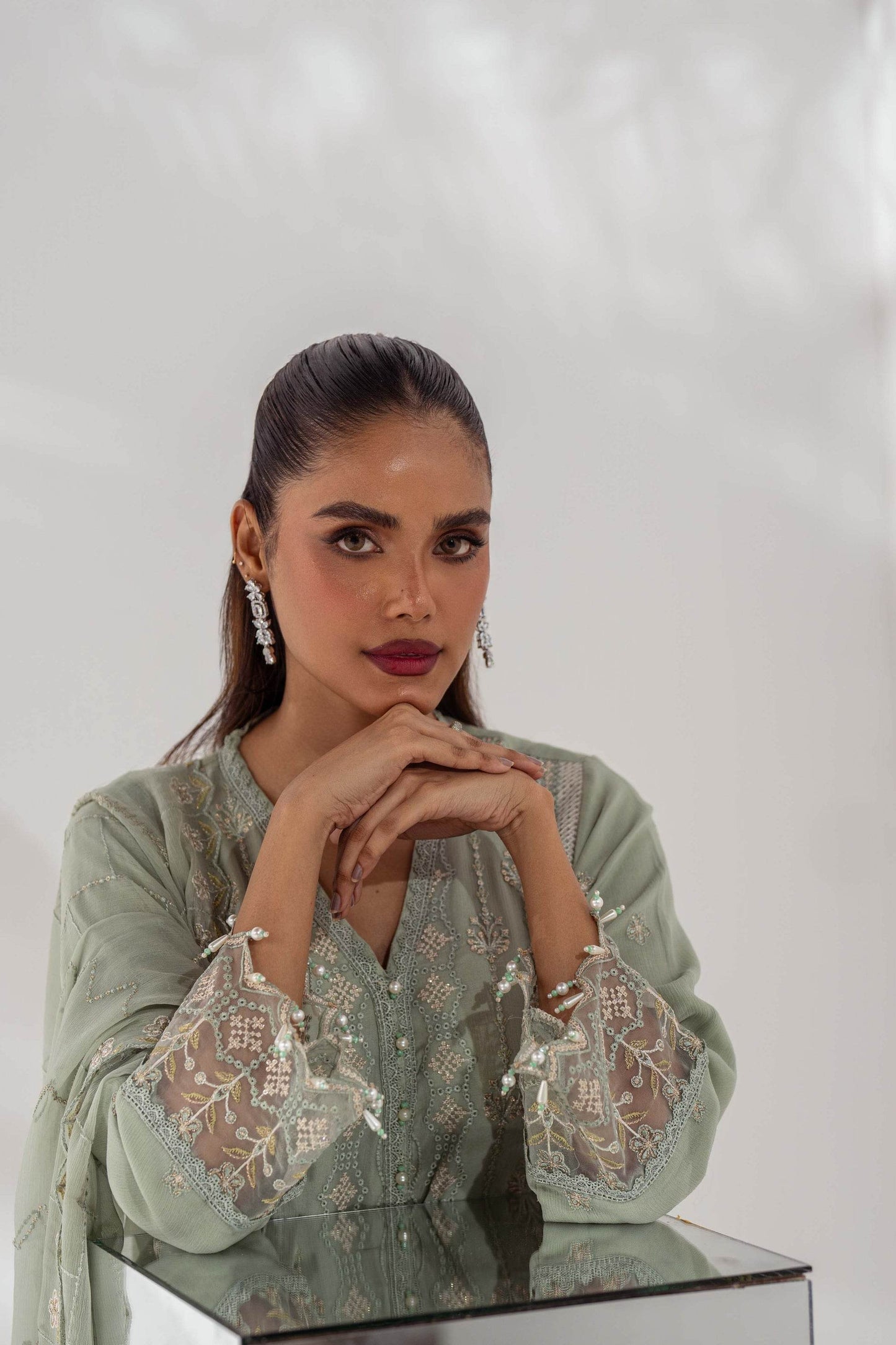 Mehru By Guzel Embroidered Stitched Chiffon 3pcs - Jotey