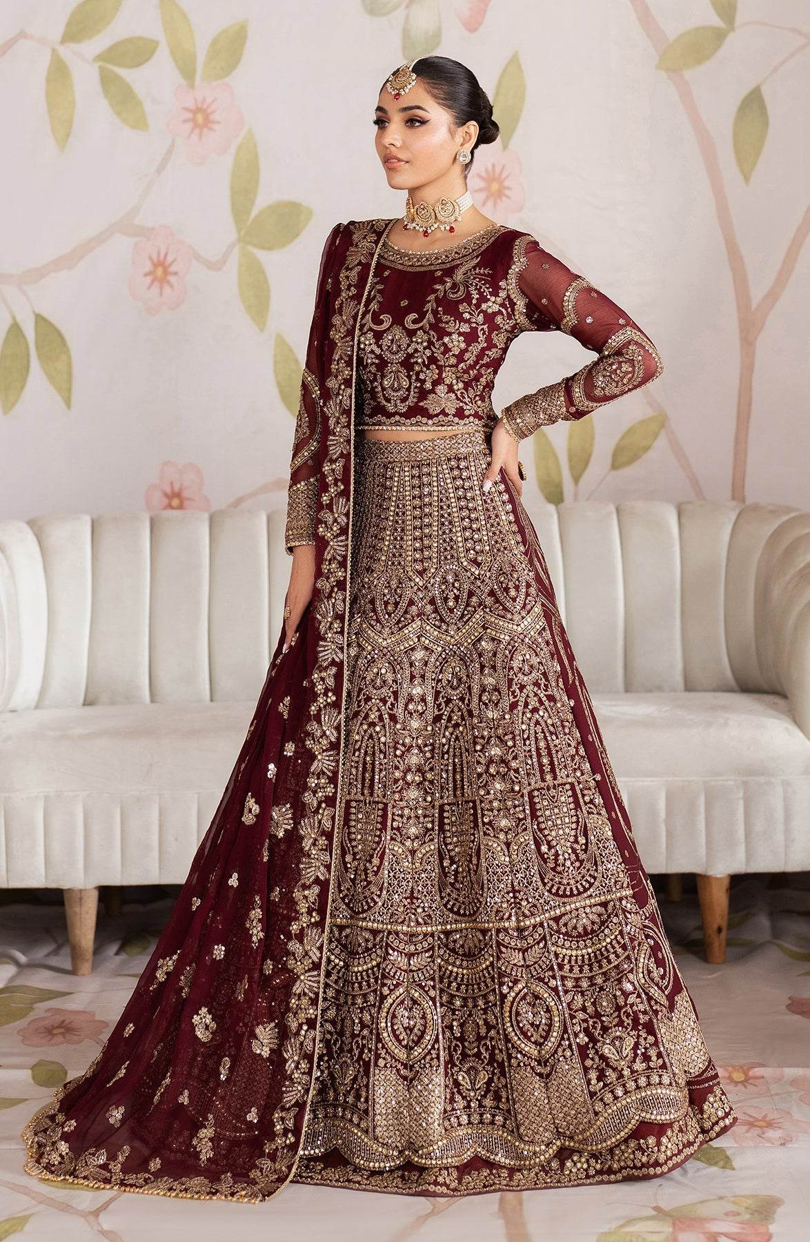Shehnai By Zarif Embroidered Luxury Wedding Unstitched 3pcs - Jotey
