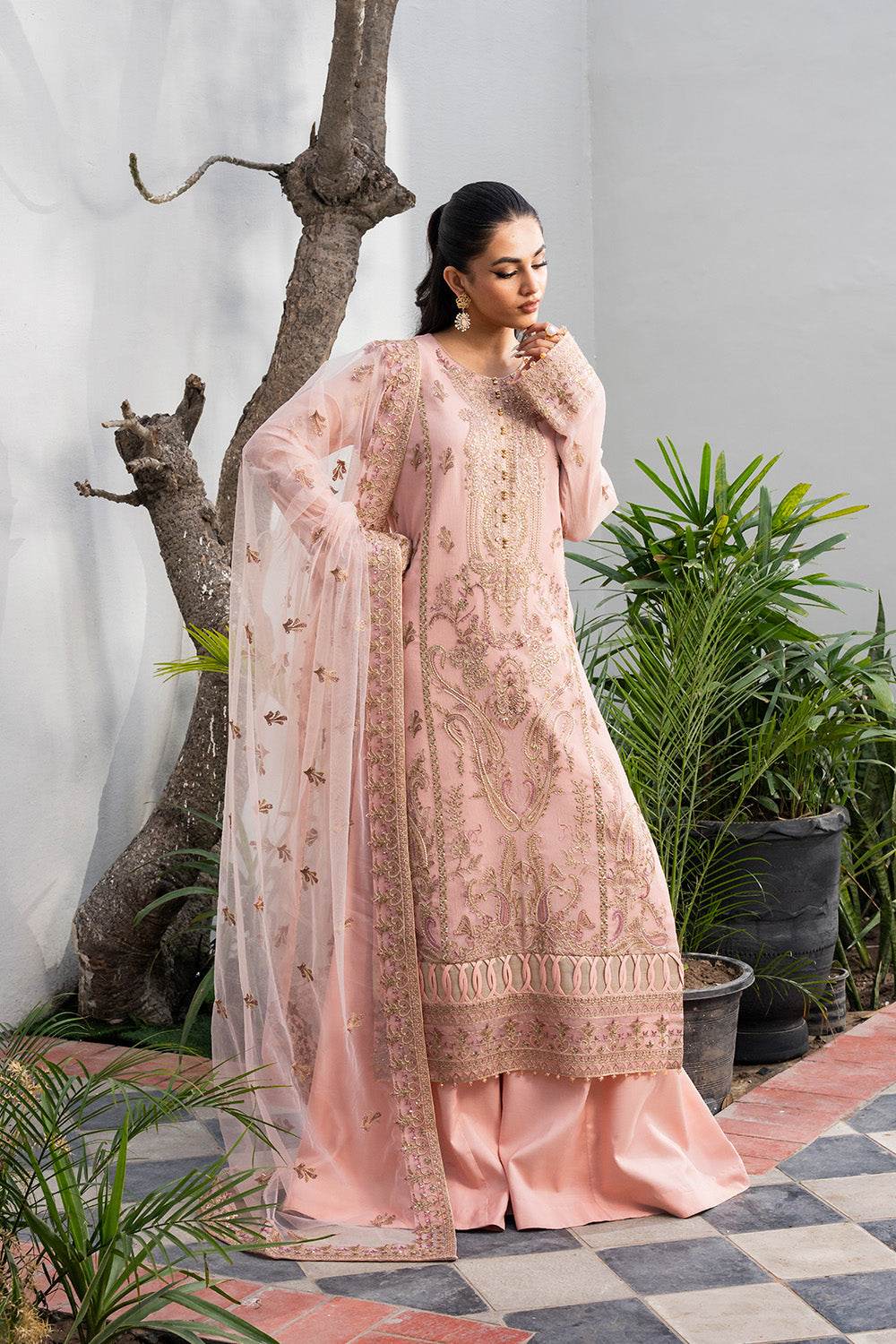 Tarz by Freesia Embroirdered Chiffon Unstitched 3 Piece - Jotey
