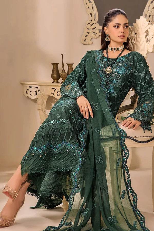 ZA Clothes Embroidered Chiffon Ready to wear 3pcs - Jotey