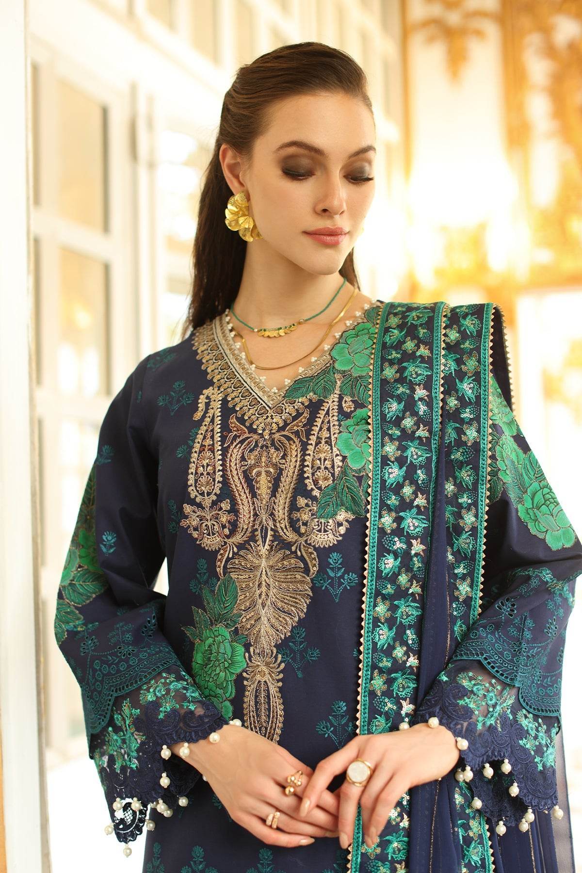 Tabeer By Charizma Embroidered Premium Chiffli Lawn Eid Edition Unstitched 3pcs - Jotey