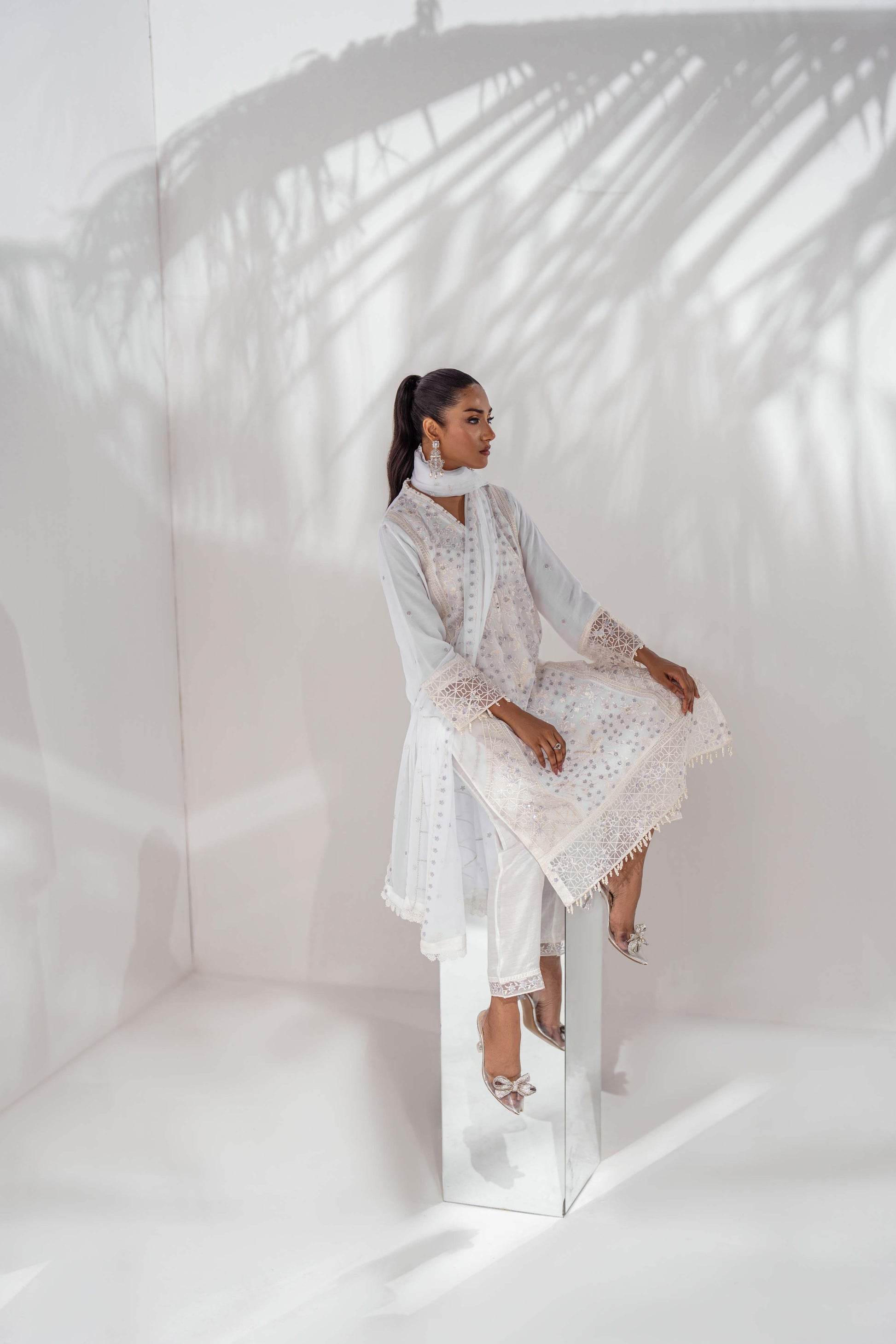 Mehru By Guzel Embroidered Stitched Chiffon 3pcs - Jotey