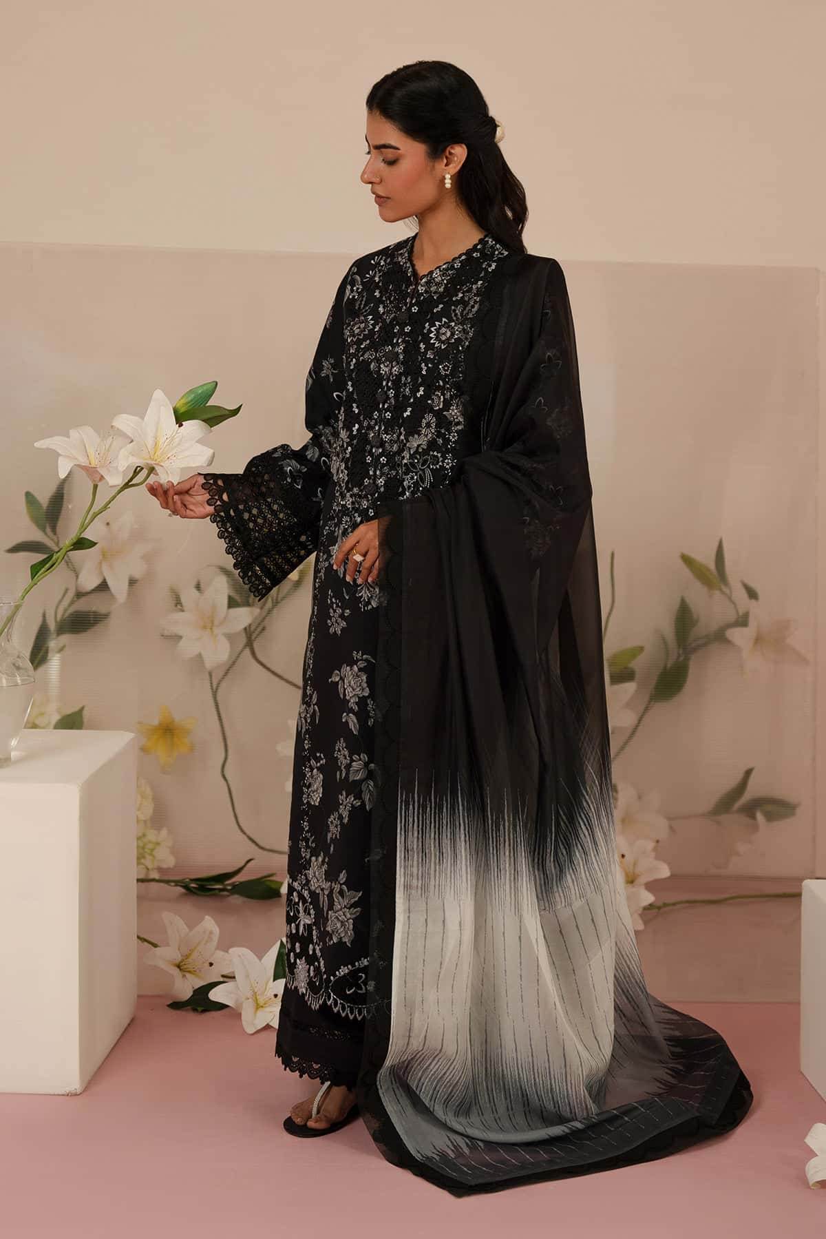 Floral Charm By Afrozeh Embroidered Lawn Unstitched 3pcs - Jotey