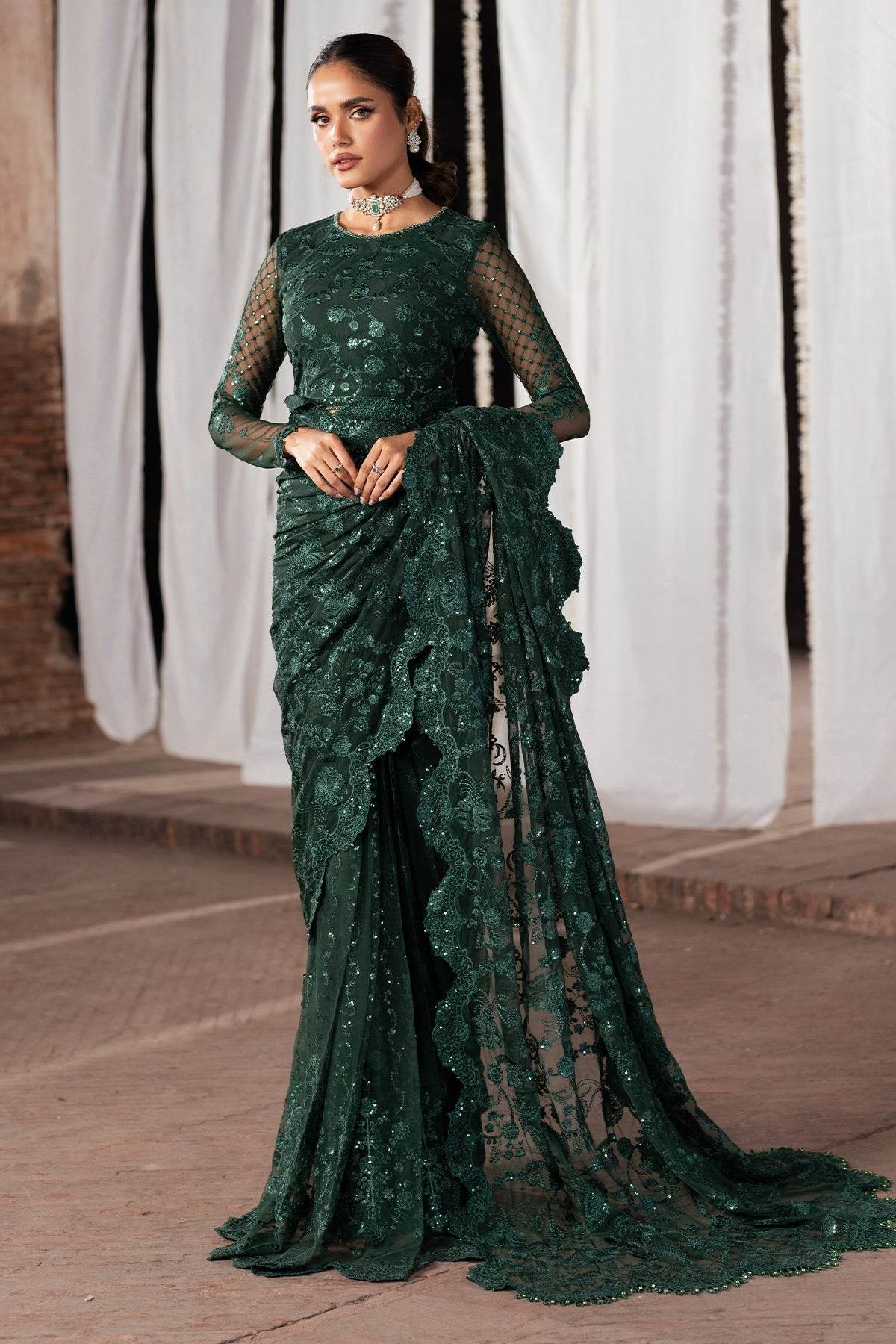 Shehnai By Zarif Embroidered Luxury Wedding Unstitched 3pcs - Jotey