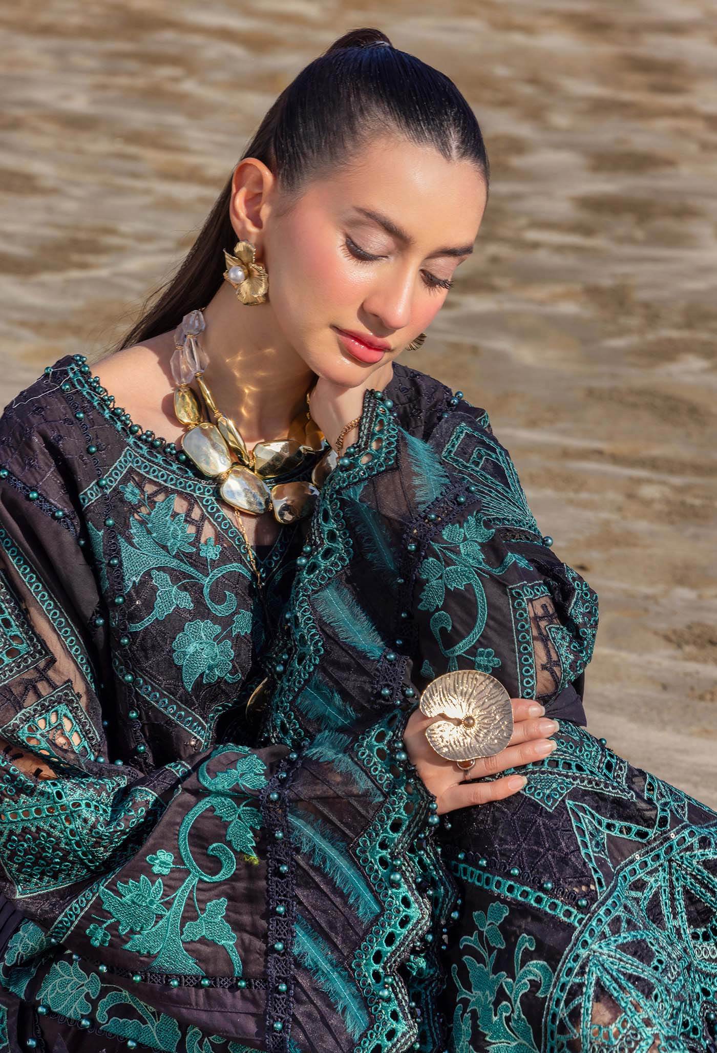 Adans Libas Lasserkari Embroidered Premium Lawn Unstitched 3 Piece - Jotey