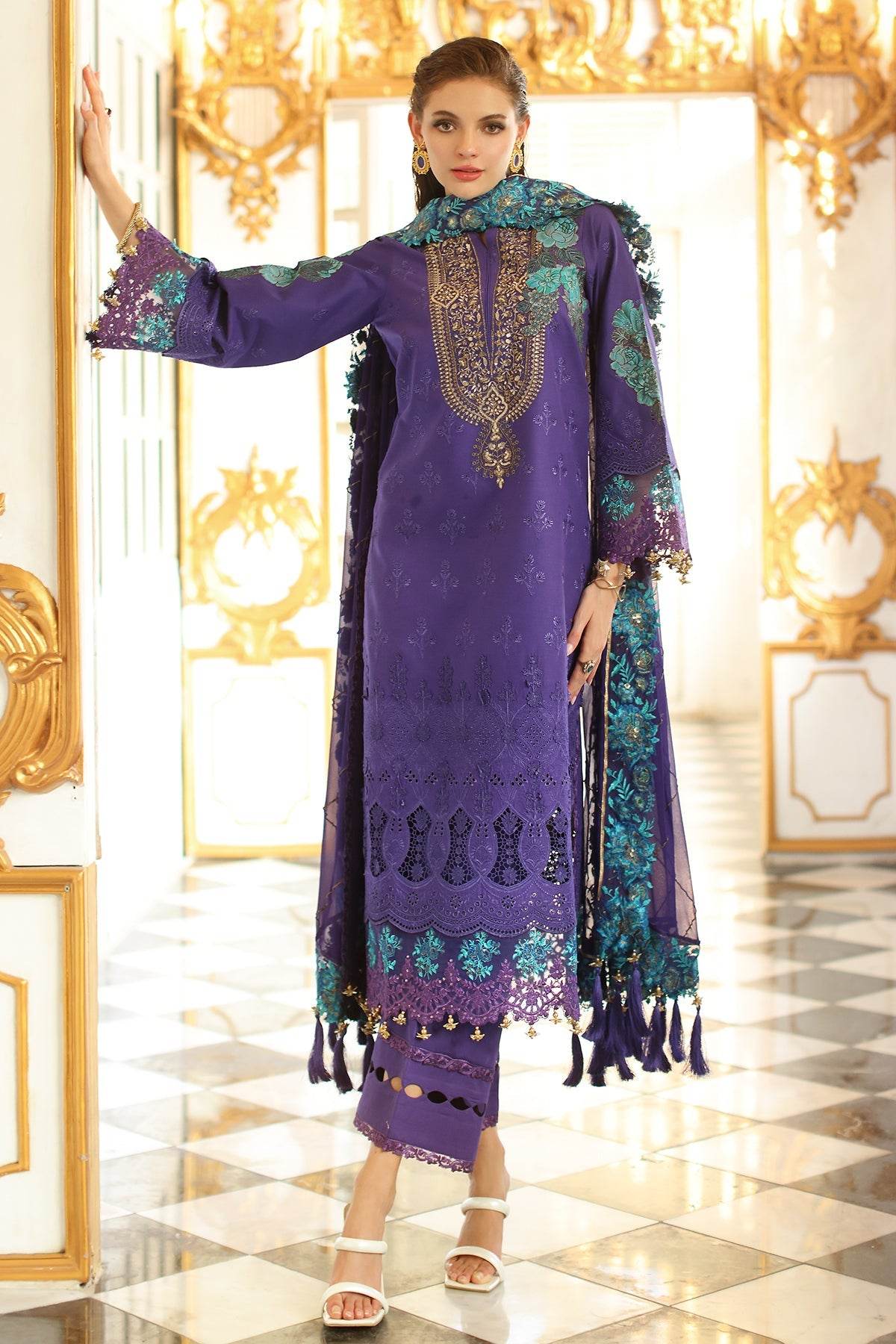 Tabeer By Charizma Embroidered Premium Chiffli Lawn Eid Edition Unstitched 3pcs - Jotey