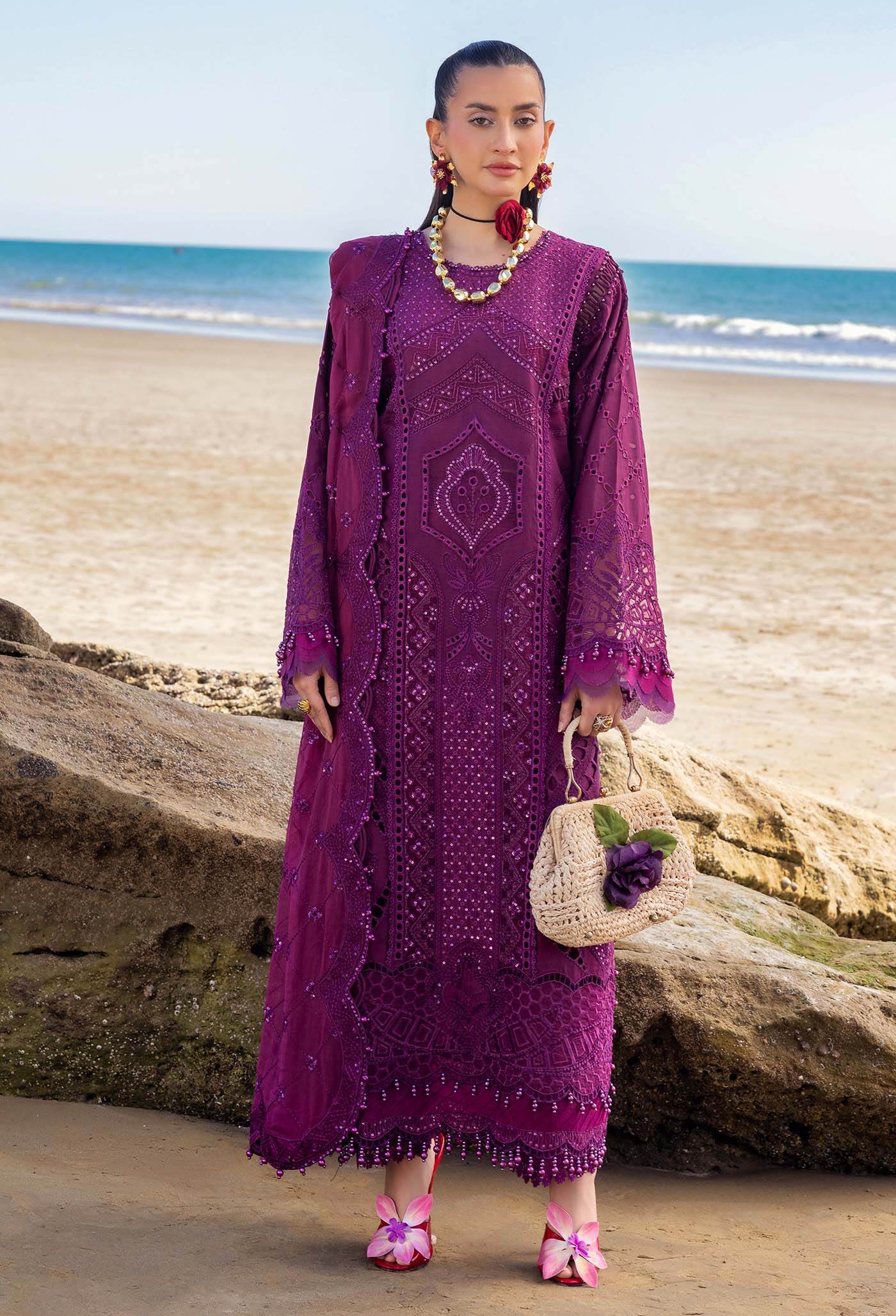 Adans Libas Lasserkari Embroidered Premium Lawn Unstitched 3 Piece - Jotey