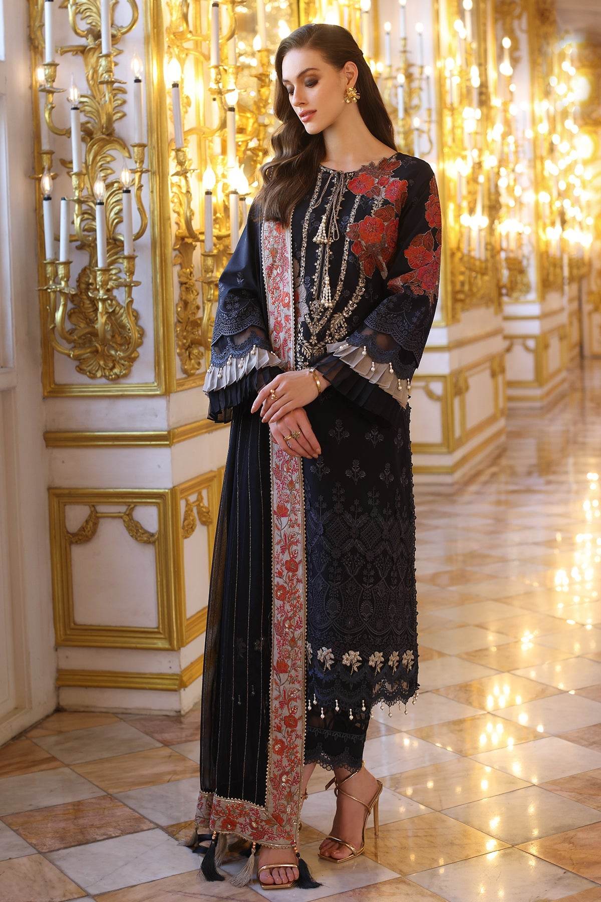 Tabeer By Charizma Embroidered Premium Chiffli Lawn Eid Edition Unstitched 3pcs - Jotey