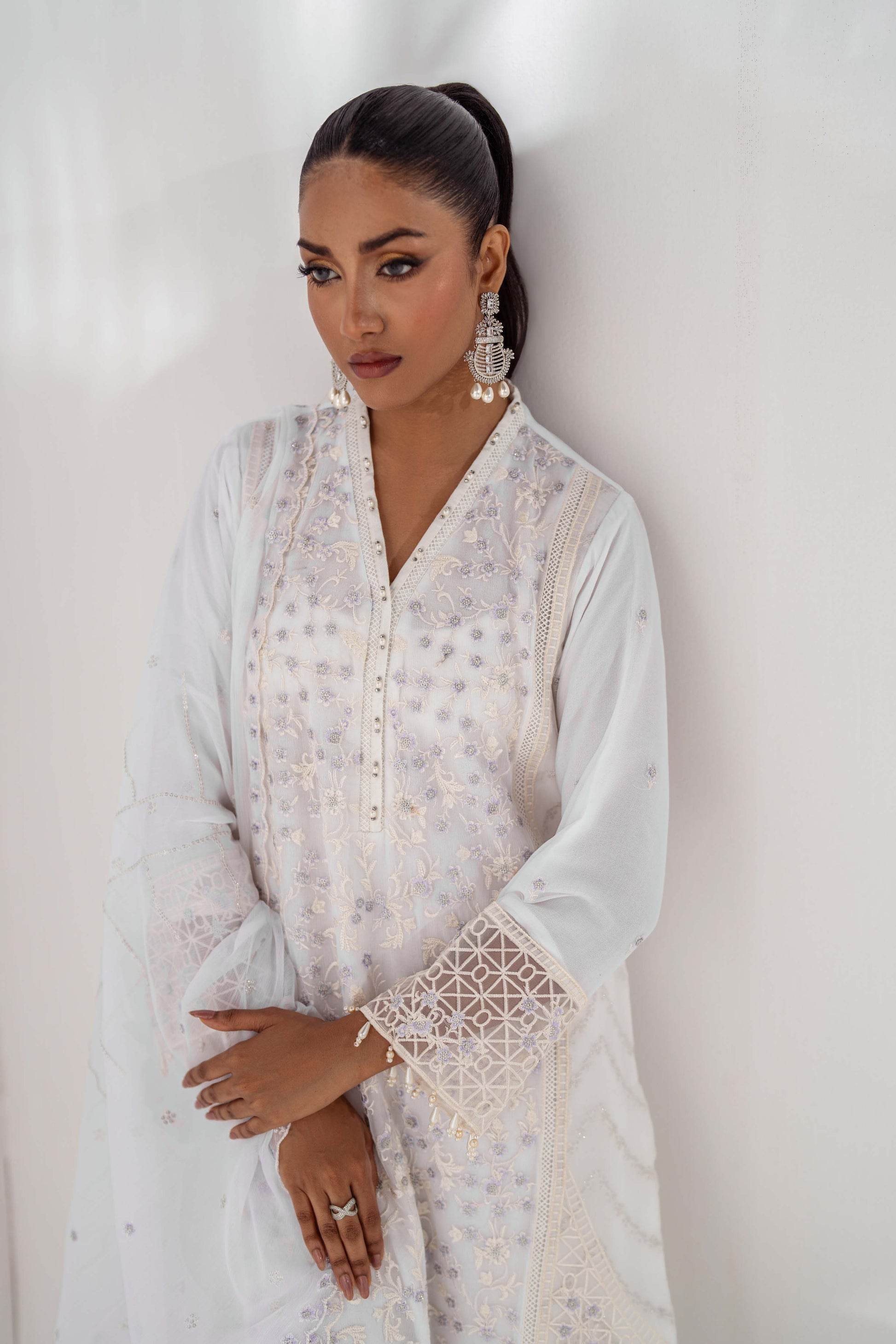 Mehru By Guzel Embroidered Stitched Chiffon 3pcs - Jotey