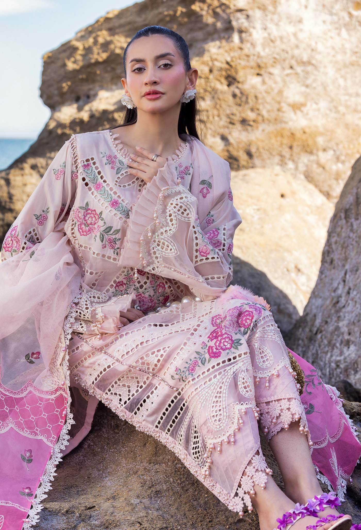 Adans Libas Lasserkari Embroidered Premium Lawn Unstitched 3 Piece - Jotey