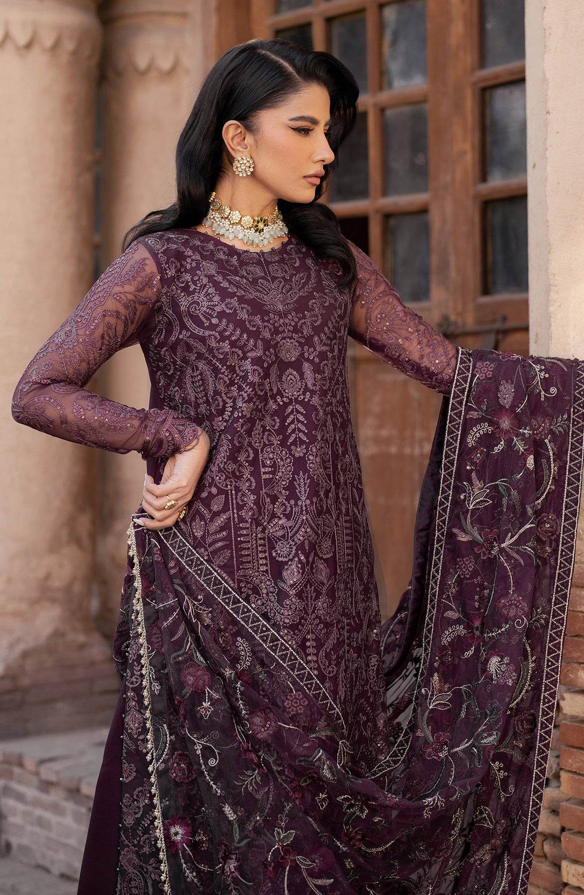 Shehnai By Zarif Embroidered Luxury Wedding Unstitched 3pcs - Jotey