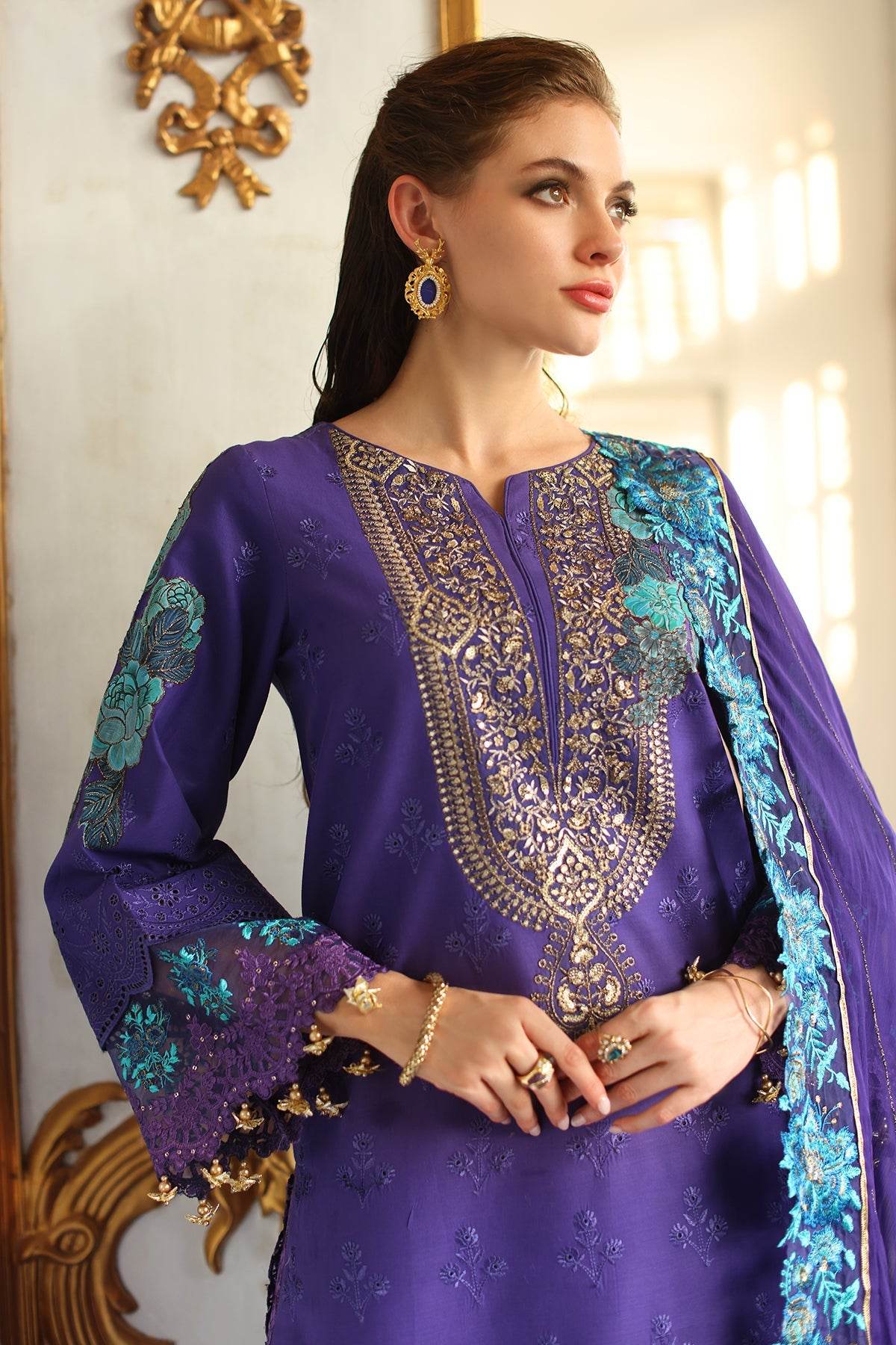 Tabeer By Charizma Embroidered Premium Chiffli Lawn Eid Edition Unstitched 3pcs - Jotey