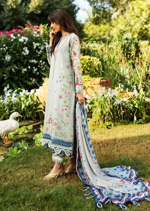 Siraa By Sadaf Fawad Khan Luxury Embroidered Lawn'25 Unstitched 3pcs - Jotey
