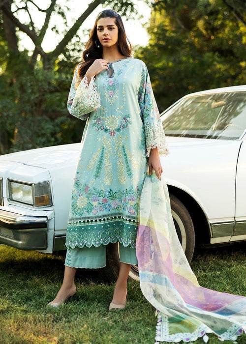 Siraa By Sadaf Fawad Khan Luxury Embroidered Lawn'25 Unstitched 3pcs - Jotey